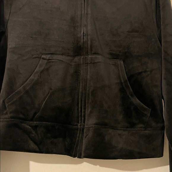 Juicy Couture Black Velour Hoodie Size Large - Picture 4 of 5